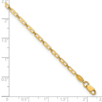14k Polished Elongated Anchor Link 9in Plus 1in ext. Anklet-ANK365-9