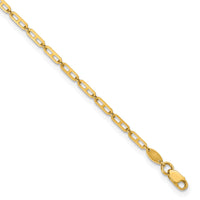 14k Polished Elongated Anchor Link 9in Plus 1in ext. Anklet-ANK365-9