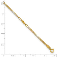 14K Polished Beaded Mixed Link 10in Anklet-ANK366-10