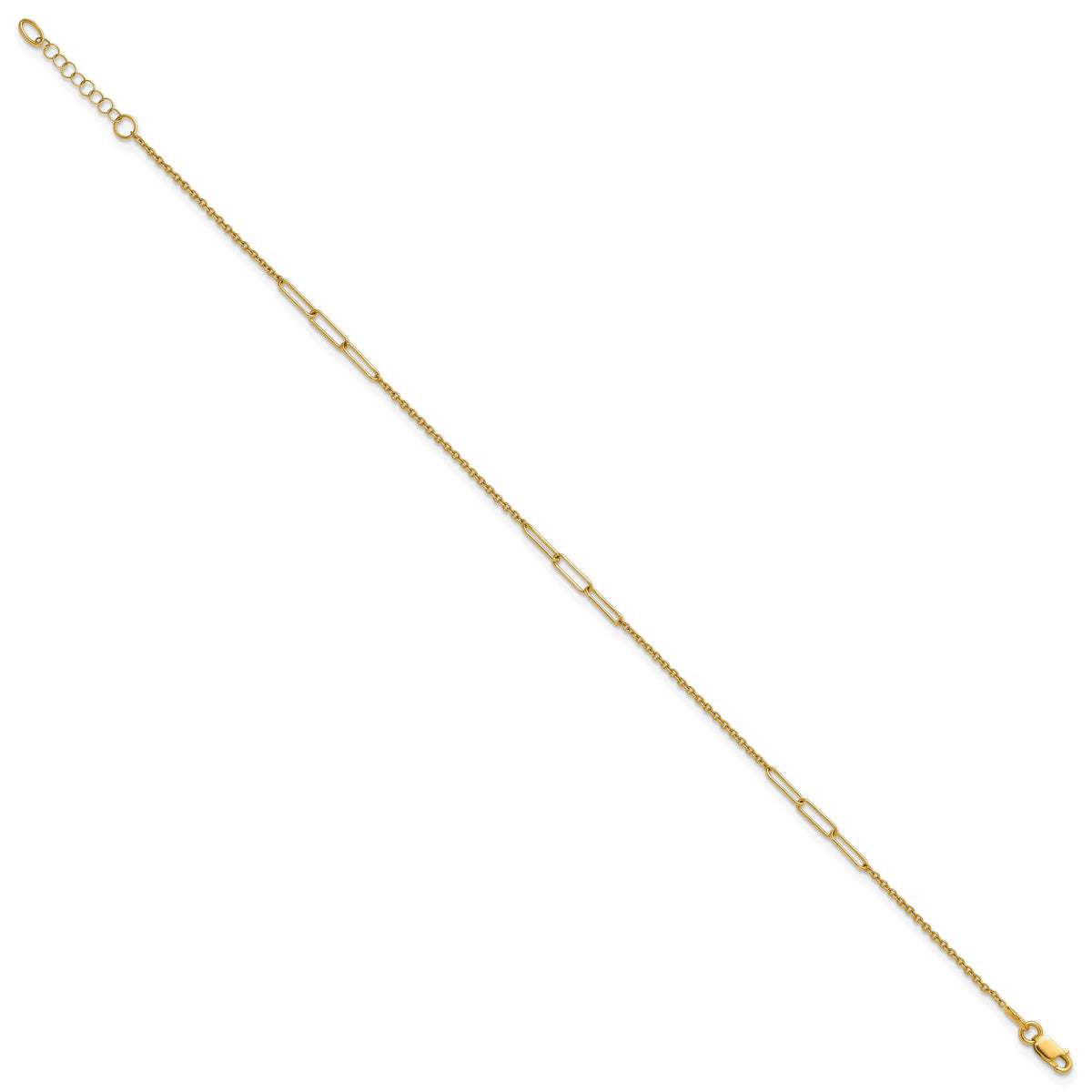 14k Polished Paper Clip Link 9in Plus 1in ext Anklet-ANK367-9
