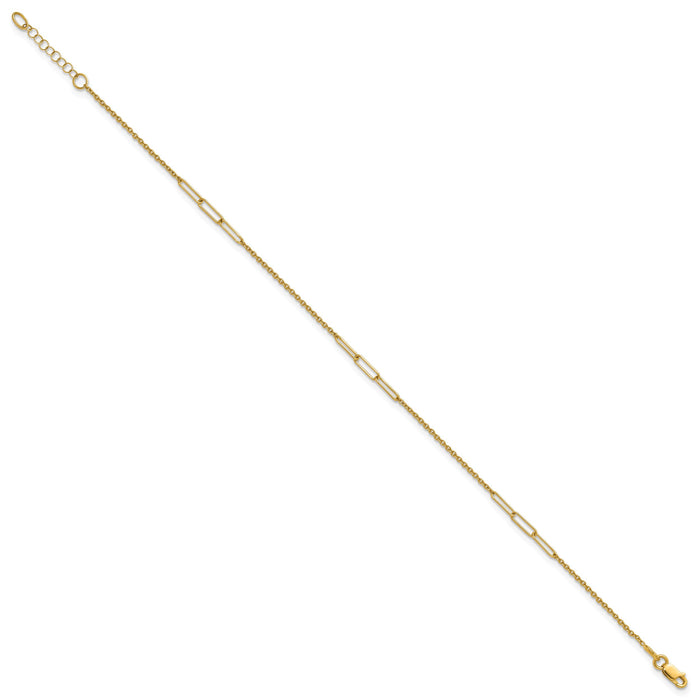 14k Polished Paper Clip Link 9in Plus 1in ext Anklet-ANK367-9