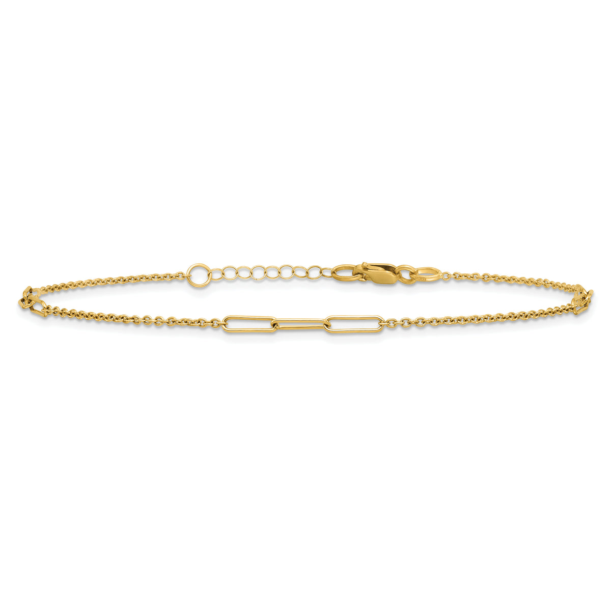 14k Polished Paper Clip Link 9in Plus 1in ext Anklet-ANK367-9