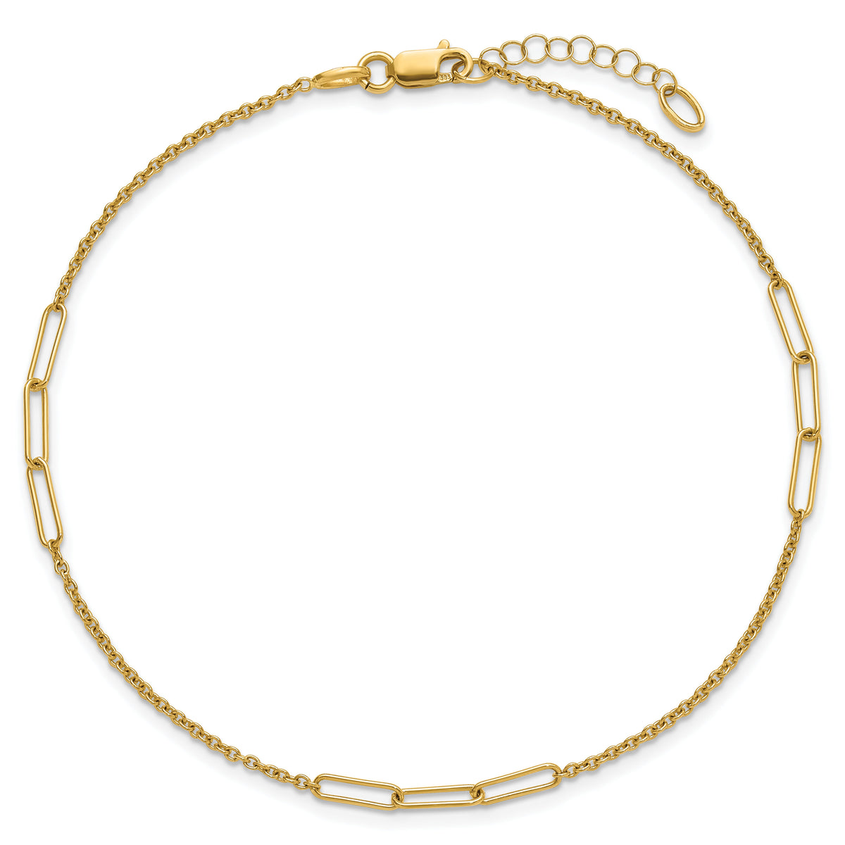 14k Polished Paper Clip Link 9in Plus 1in ext Anklet-ANK367-9