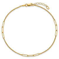 14k Polished Paper Clip Link 9in Plus 1in ext Anklet-ANK367-9