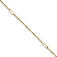 14k Polished Paper Clip Link 9in Plus 1in ext Anklet-ANK367-9
