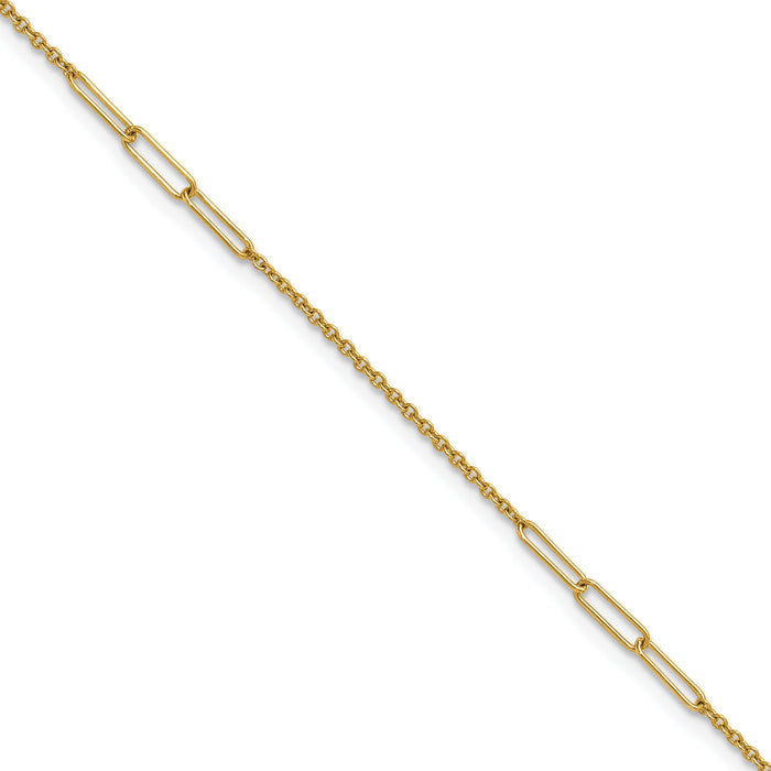 14k Polished Paper Clip Link 9in Plus 1in ext Anklet-ANK367-9