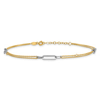 14K Two-tone Polished and D/C 9in Plus 1in ext Anklet-ANK368-9