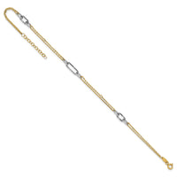 14K Two-tone Polished and D/C 9in Plus 1in ext Anklet-ANK368-9