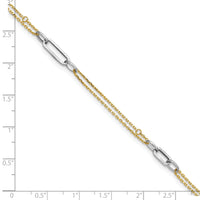 14K Two-tone Polished and D/C 9in Plus 1in ext Anklet-ANK368-9