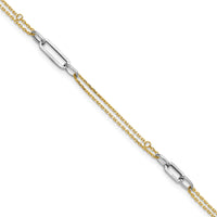 14K Two-tone Polished and D/C 9in Plus 1in ext Anklet-ANK368-9