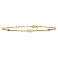 14k Polished Red Corundum 9in Plus 1in ext Anklet-ANK370-9