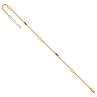 14k Polished Red Corundum 9in Plus 1in ext Anklet-ANK370-9