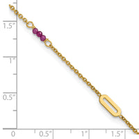 14k Polished Red Corundum 9in Plus 1in ext Anklet-ANK370-9