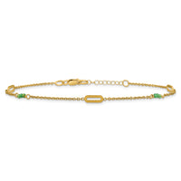 14k Polished Green Zircon 9in Plus 1in ext Anklet-ANK371-9