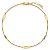 14k Polished Green Zircon 9in Plus 1in ext Anklet-ANK371-9