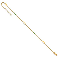 14k Polished Green Zircon 9in Plus 1in ext Anklet-ANK371-9
