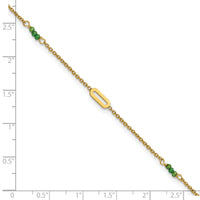 14k Polished Green Zircon 9in Plus 1in ext Anklet-ANK371-9