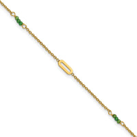 14k Polished Green Zircon 9in Plus 1in ext Anklet-ANK371-9