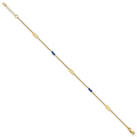 14k Polished Blue Spinel 9in Plus 1in ext Anklet-ANK372-9