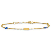 14k Polished Blue Spinel 9in Plus 1in ext Anklet-ANK372-9