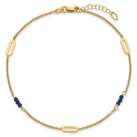 14k Polished Blue Spinel 9in Plus 1in ext Anklet-ANK372-9