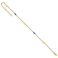 14k Polished Blue Spinel 9in Plus 1in ext Anklet-ANK372-9