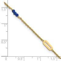 14k Polished Blue Spinel 9in Plus 1in ext Anklet-ANK372-9