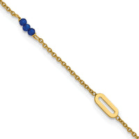 14k Polished Blue Spinel 9in Plus 1in ext Anklet-ANK372-9