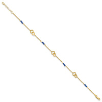 14k Polished Blue Spinel 9in Plus 1in ext Anklet-ANK373-9