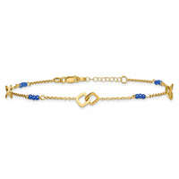 14k Polished Blue Spinel 9in Plus 1in ext Anklet-ANK373-9