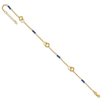 14k Polished Blue Spinel 9in Plus 1in ext Anklet-ANK373-9