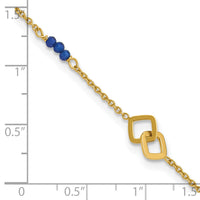 14k Polished Blue Spinel 9in Plus 1in ext Anklet-ANK373-9