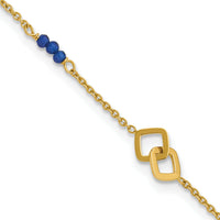 14k Polished Blue Spinel 9in Plus 1in ext Anklet-ANK373-9