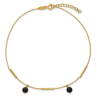 14K Polished Onyx Dangles and Bars 9in Plus 1in ext Anklet-ANK374-9