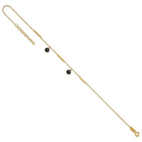 14K Polished Onyx Dangles and Bars 9in Plus 1in ext Anklet-ANK374-9