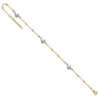 14K Two-tone Polished Bead & Dolphin 9in Plus 1in ext Anklet-ANK375-9