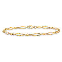 14k Polished and Diamond-cut 9in  Anklet-ANK6-9