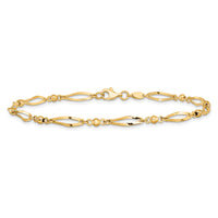 14k Polished and Diamond-cut 9in  Anklet-ANK6-9