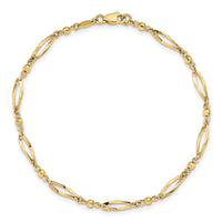 14k Polished and Diamond-cut 9in  Anklet-ANK6-9