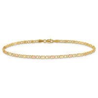 14k and Rose Rhodium X's and Hearts 10in Anklet-ANK69-10