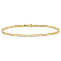 14k and Rose X's and Hearts 10in Anklet-ANK69-10
