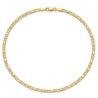 14k and Rose X's and Hearts 10in Anklet-ANK69-10