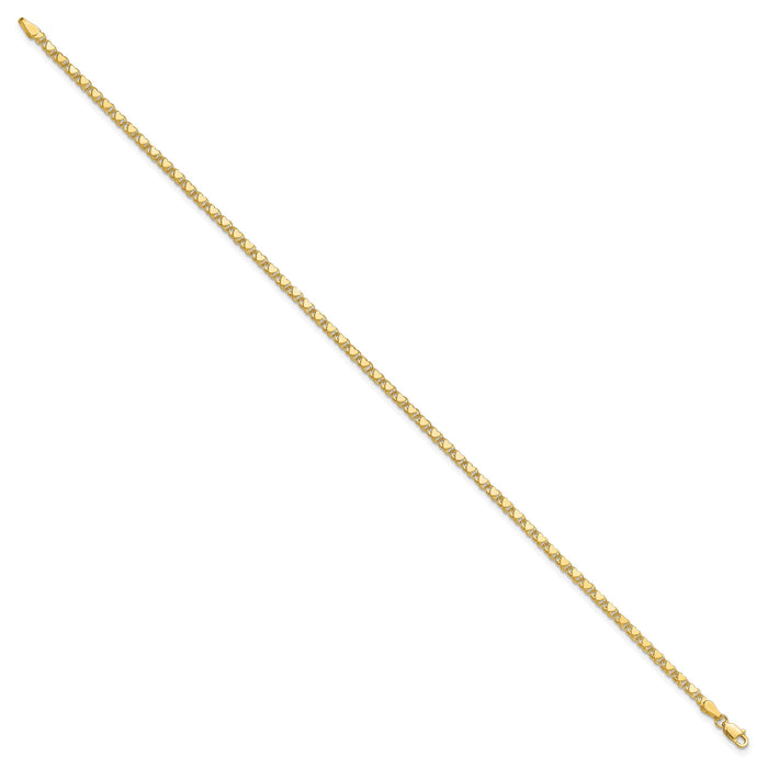14k Polished Double-Sided Heart 9in Anklet-ANK70-9