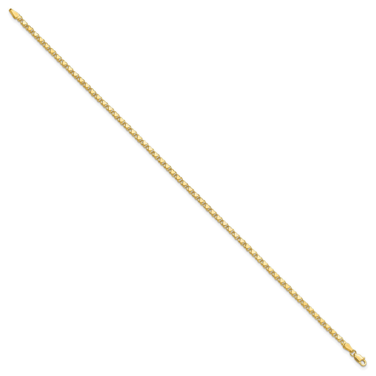 14k Polished Double-Sided Heart 8in Bracelet-ANK70-8
