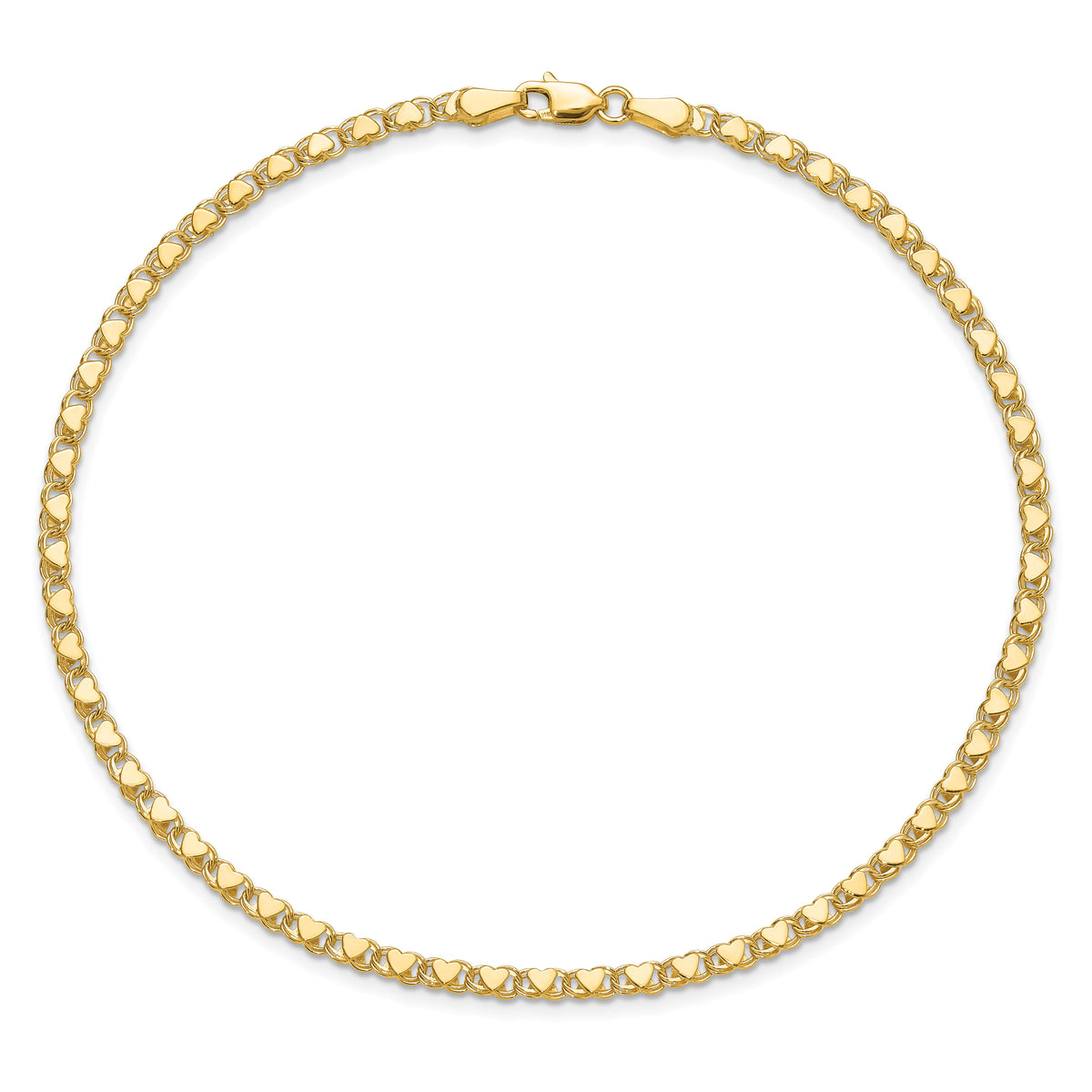 14k Polished Double-Sided Heart 8in Bracelet-ANK70-8
