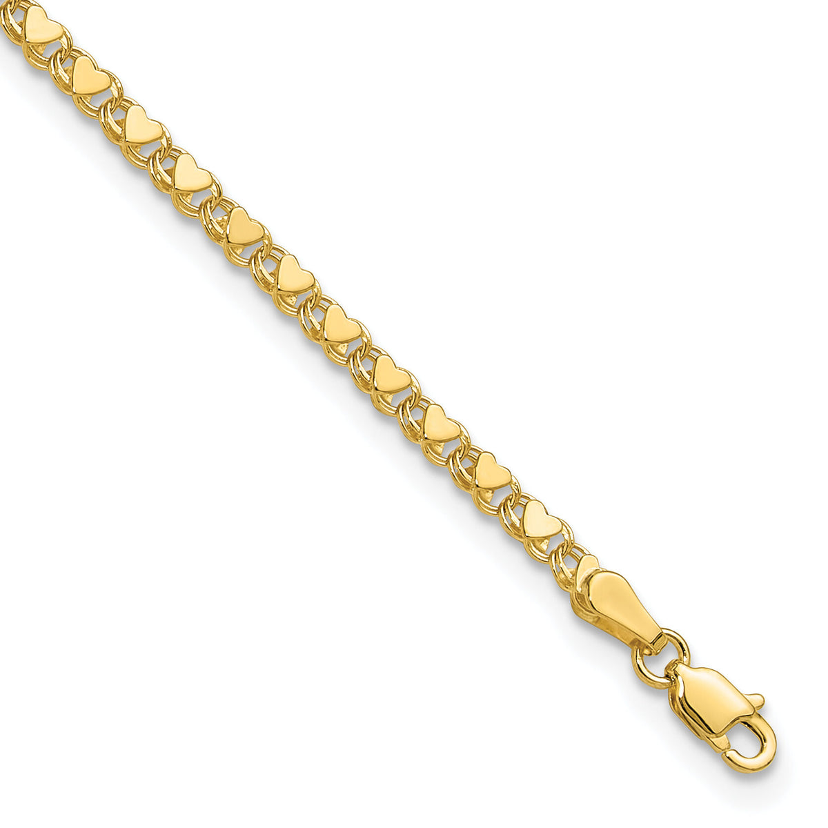 14k Polished Double-Sided Heart 9in Anklet-ANK70-9