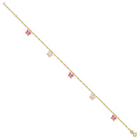 14k Enameled Butterfly 9in Plus 1in Ext Anklet-ANK88-10