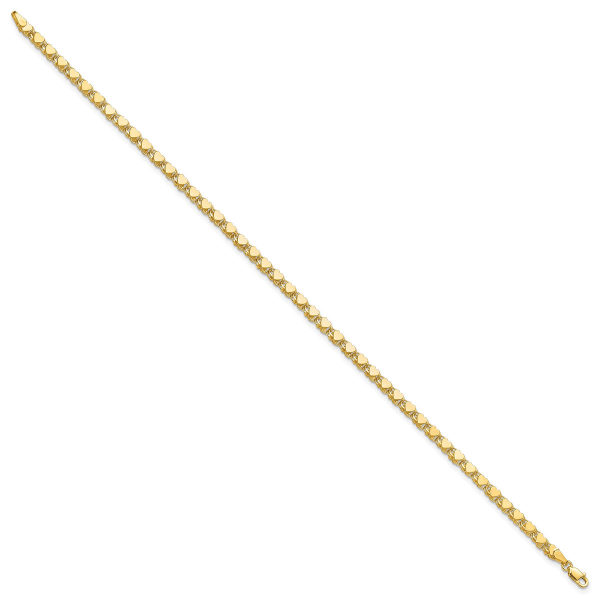 14k Polished Double-Sided Heart 9in Anklet-ANK98-9