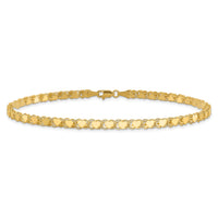 14k Polished Double-Sided Heart 10in Anklet-ANK98-10