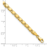 14k Polished Double-Sided Heart 10in Anklet-ANK98-10